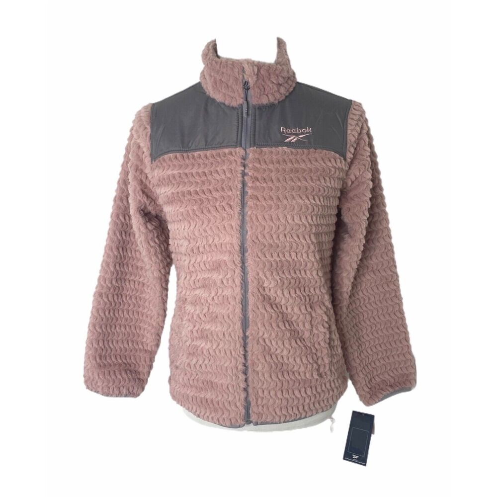 Girl’s Small Jacket Reebok Pink and Grey Sherpa Fleece Lined Lightweight